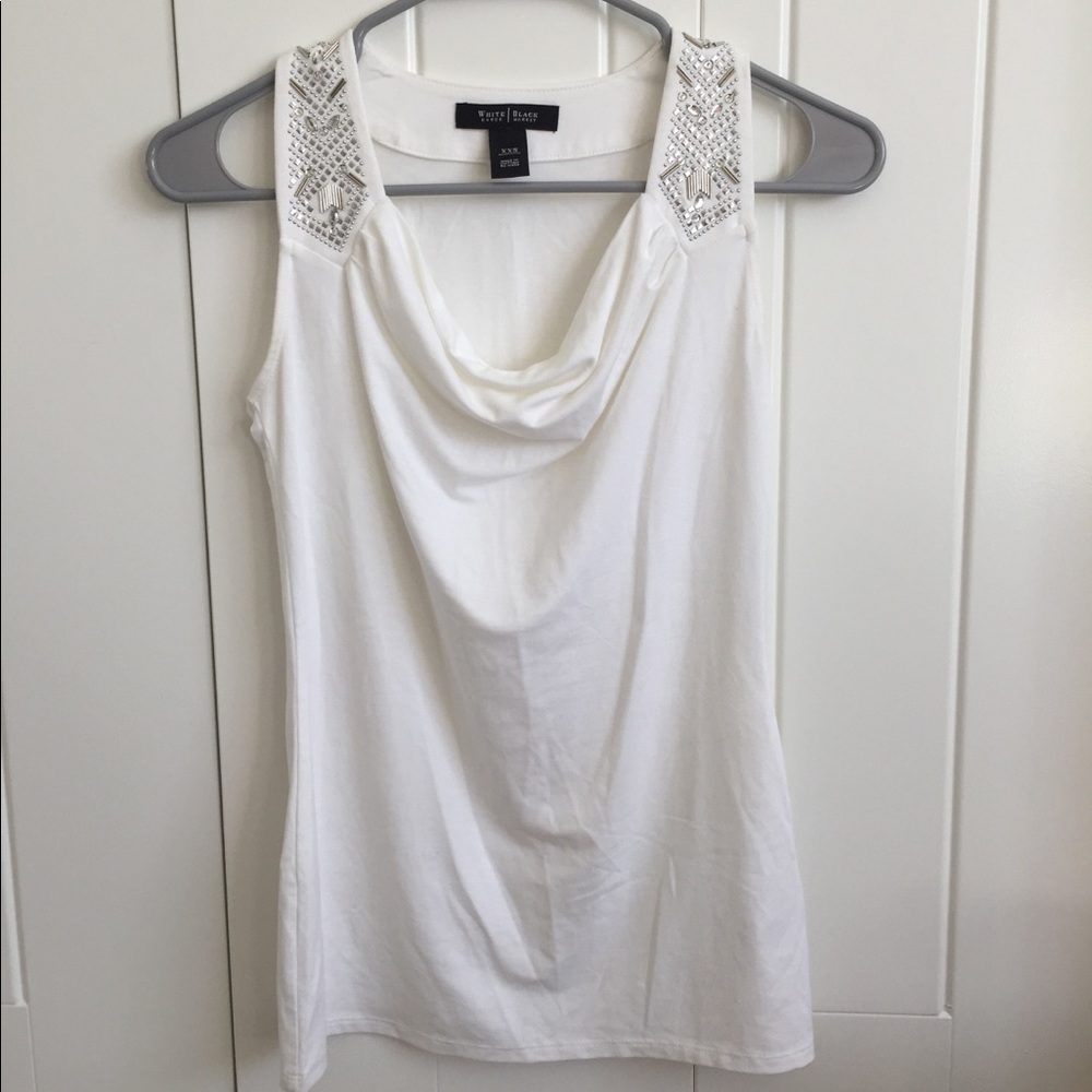 White House Black Market Jeweled White tank top